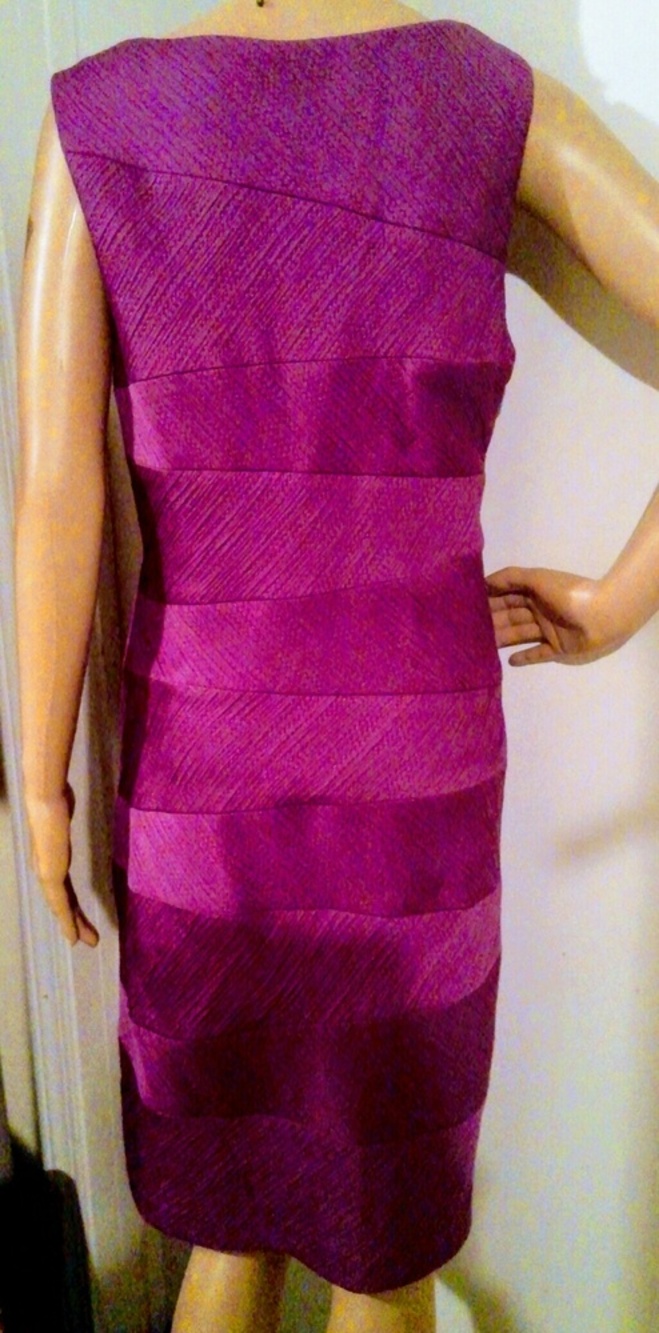 SUZI CHIN MAGGY LONDON MAGENTA JACQUARD DRESS - Picture 3 of 4